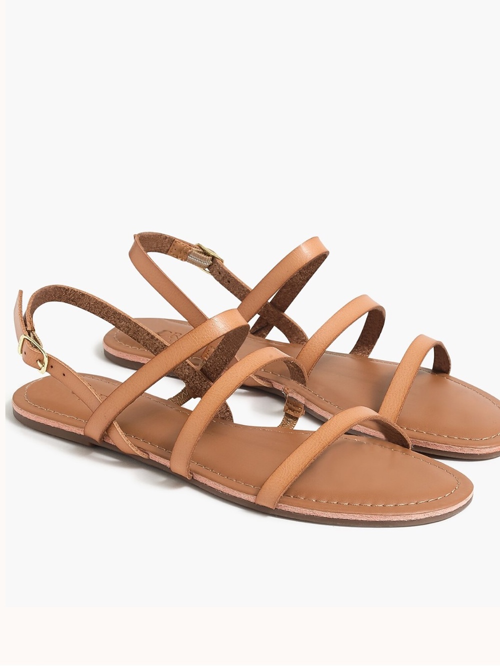 J. CREW FACTORY Tan Leather Ankle-strap Sandals